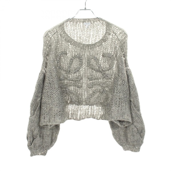LOEWE Anagram sweater knit S359Y14KBO wool Mohair/Nylon Gray #L Used Women