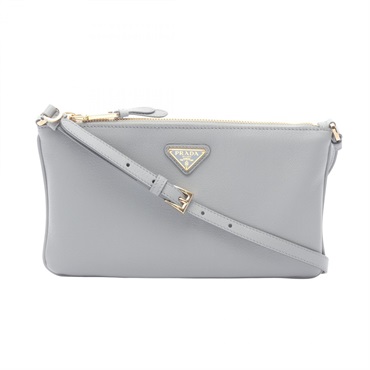 PRADA SOFT GRAIN Triangle logo Shoulder Handbag 1BC238 leather Blue Women