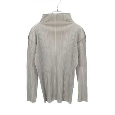 PLEATS PLEASE Pleated High Neck T-shirt PP04-JK604 polyester Gray #3 Used Women