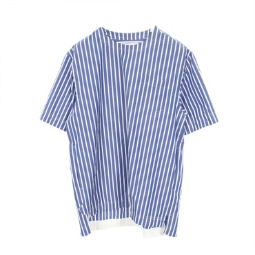 Sacai Striped T-shirt Short sleevesd Top #3 cotton Blue White Used mens