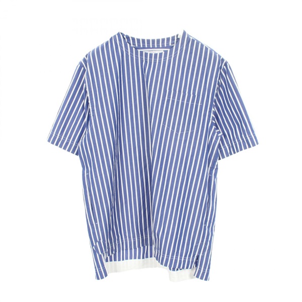 Sacai Striped T-shirt Short sleevesd Top #3 cotton Blue White Used mens