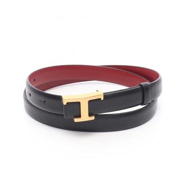 TOD'S T-Timeless GHW Reversible Belt leather Black Bordeaux Used Women