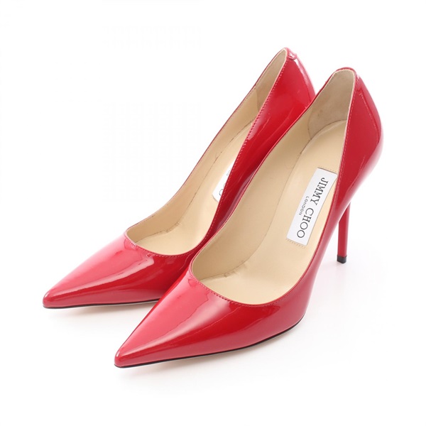 JIMMY CHOO ABEL Stiletto heels Pumps Shoes #37 Patent leather Red Women