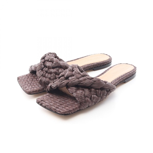 BOTTEGA VENETA Intrecciato Sandals Raffia Brown #38.5 Used Women