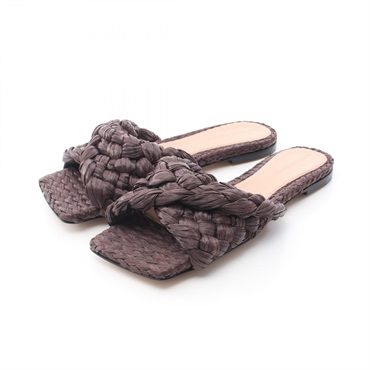 BOTTEGA VENETA Intrecciato Sandals 652860 Raffia Brown #36.5 Used Women
