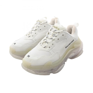 BALENCIAGA TRIPLE S S Sneakers Shoes #JP 24cm leather Fabric White Used Women