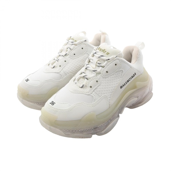BALENCIAGA TRIPLE S S Sneakers Shoes #JP 24cm leather Fabric White Used Women