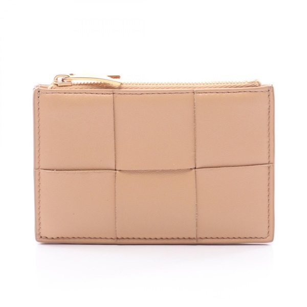 BOTTEGA VENETA Cassette Card Case coin purse leather Beige Used Women BV