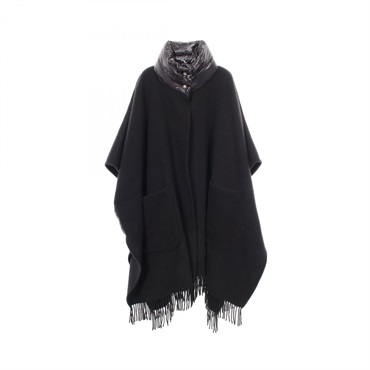 Herno RESORT WARMY & NYLON ULTRALIGHT Switchable poncho wool cashmere Black #OS
