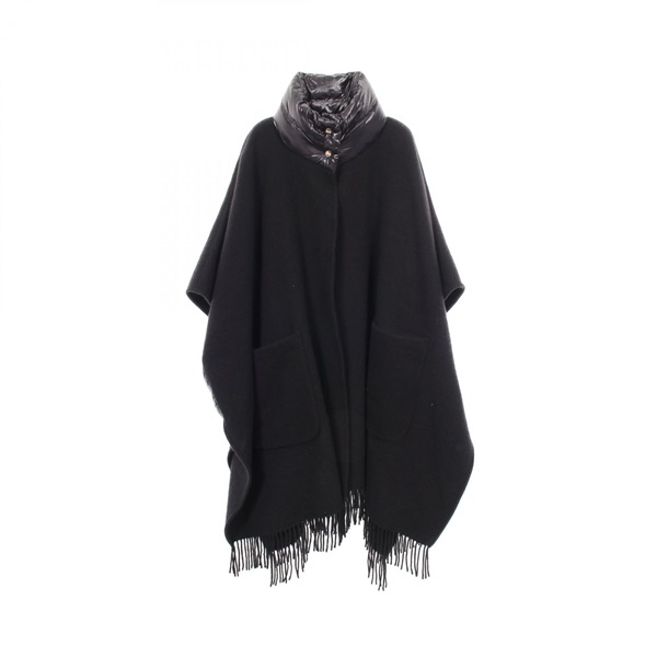 Herno RESORT WARMY & NYLON ULTRALIGHT Switchable poncho wool cashmere Black #OS