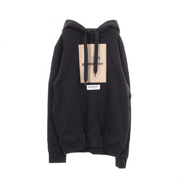 BURBERRY Label applique Hoodie cotton Black #XS Used mens