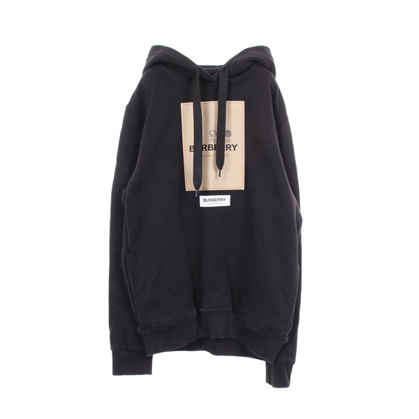 BURBERRY Label applique Hoodie cotton Black #XS Used mens