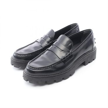 TOD'S Gomma Pesante Loafers Shoes #41 leather Black Used Women