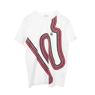 MONCLER Striped Crew Neck Short sleeve T-shirt XS cotton White Used mens