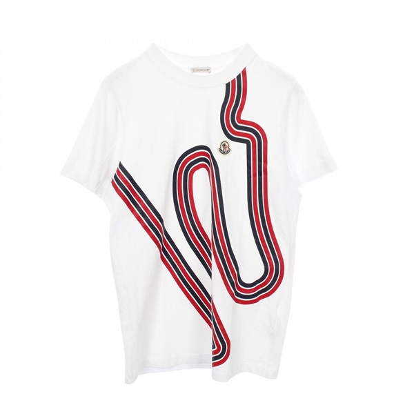 MONCLER Striped Crew Neck Short sleeve T-shirt XS cotton White Used mens