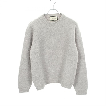 GUCCI GG logo embroidered Sweater knit 636327 wool Gray Used mens size L