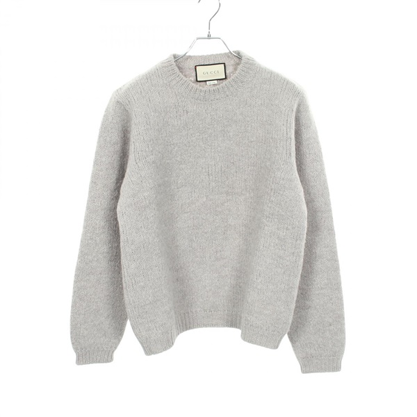 GUCCI GG logo embroidered Sweater knit 636327 wool Gray Used mens size L