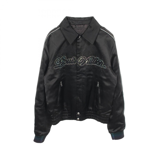LOUIS VUITTON Rhinestones Blouson Jacket RM252MV Rayon Black Used mens size 48