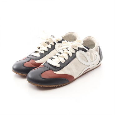 LOEWE Ballet Runner sneakers 591910 leather Fabric Beige Black #37 Used Women