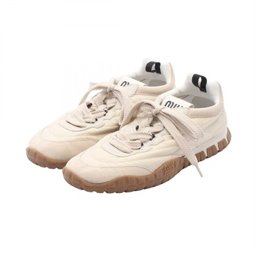 Miu Miu Tyre sneakers 5E417E Suede Technical Fabric Beige #36.5 Used Women