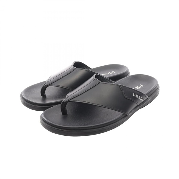 PRADA Sandals leather Black #6.5 Used mens