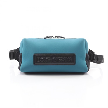 DOLCE & GABBANA Waist Belt Bum Bag leather Fabric Green Black Used Women