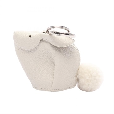 LOEWE Bunny Charm Coin Purse charm leather Gray White Used Women