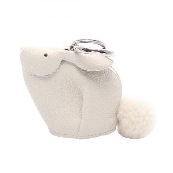 LOEWE Bunny Charm Coin Purse charm leather Gray White Used Women