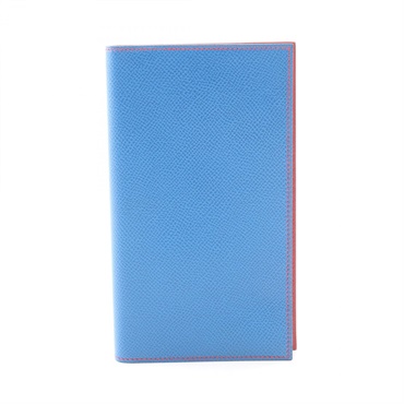 HERMES Agenda Vision Notebook cover Epsom leather Blue Rouge vif Used Women SHW