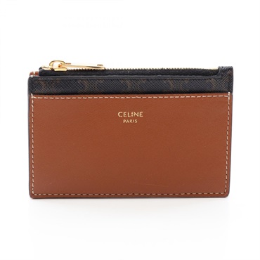 CELINE Triomphe Card Case 10F992BZ9.04LU leather Brown Black Used Women