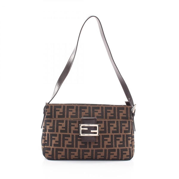 FENDI Zucca Shoulder Bag 26566 canvas leather Brown SHW Used Women FF