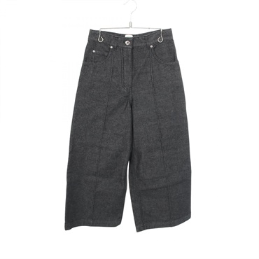 HERMES Clou de Selle Button Denim pants 2E0453DQ cotton Black Used Women #34