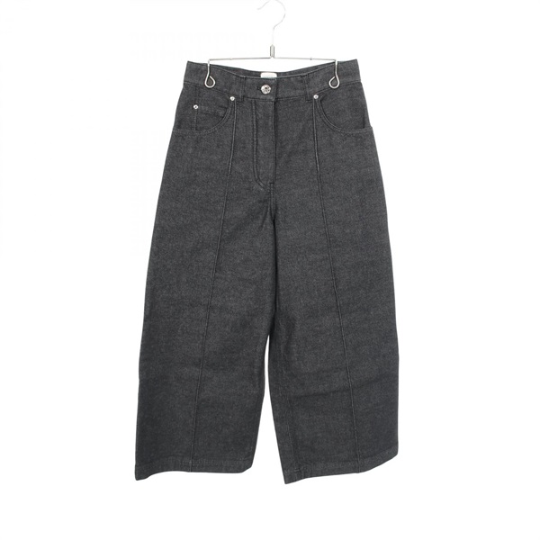 HERMES Clou de Selle Button Denim pants 2E0453DQ cotton Black Used Women #34
