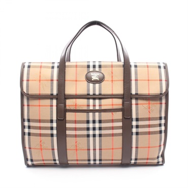 Burberrys' Hay market Briefcase Handbag canvas leather Beige Brown Used unisex