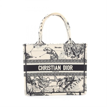 Christian Dior BOOK TOTE Small Zodiac Tote Handbag canvas Beige Black Used Women