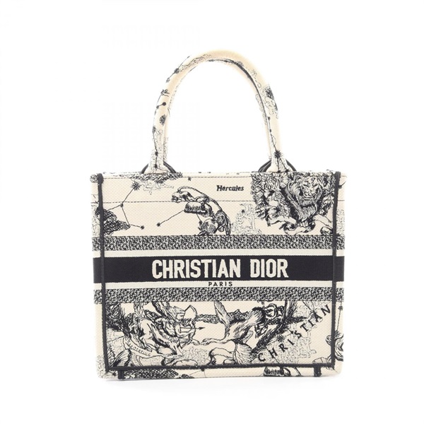 Christian Dior BOOK TOTE Small Zodiac Tote Handbag canvas Beige Black Used Women