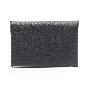HERMES Calvi coin purse wallet Epsom leather Black Used Women W SHW