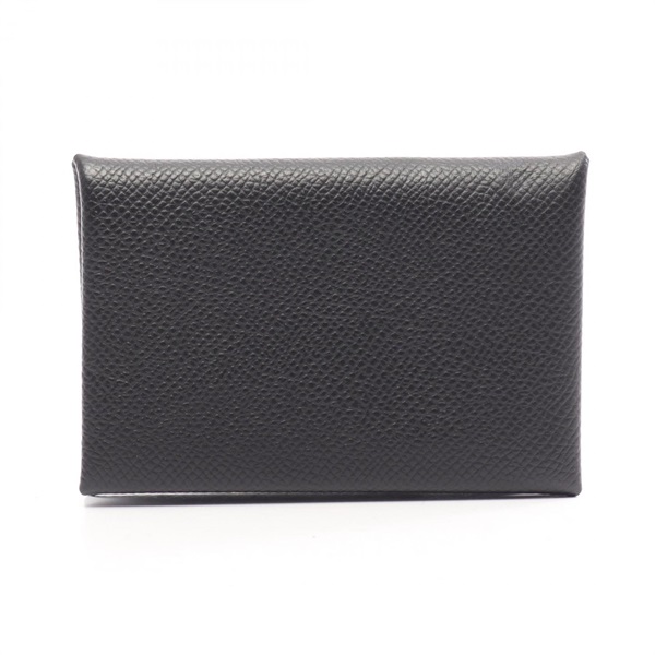 HERMES Calvi coin purse wallet Epsom leather Black Used Women W SHW