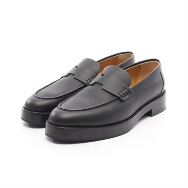 HERMES Moccasin Hour Loafers Shoes leather Black Used Women size 37 1/2