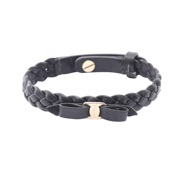 Salvatore Ferragamo Vara ribbon Bracelet Bangle leather Black Used Women