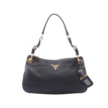 PRADA VIT.DAINO Shoulder Bag B4894M leather Black Used Women GHW logo