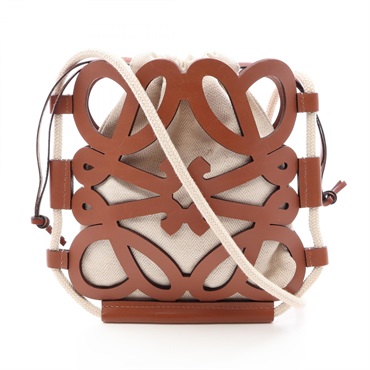 LOEWE Anagram Cutout Shoulder crossbody hand Bag B922Q09X01 canvas leather Beige