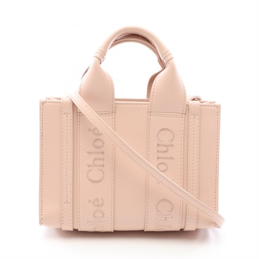 Chloe WOODY Mini Crossbody Shoulder Tote Handbag leather Pink Used Women