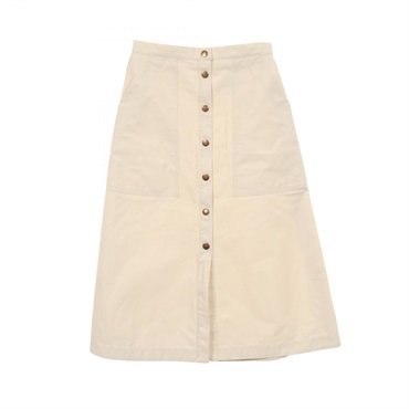 MONCLER GONNA Long Button Skirt #38 cotton Nylon Beige Used Women