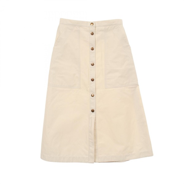 MONCLER GONNA Long Button Skirt #38 cotton Nylon Beige Used Women