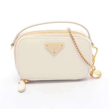 PRADA Triangle logo mini Pouch Chain Crossbody Shoulder Bag Saffiano leather