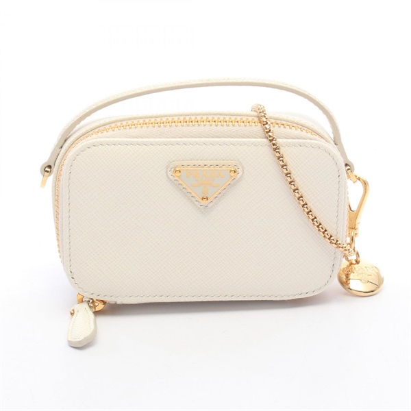 PRADA Triangle logo mini Pouch Chain Crossbody Shoulder Bag Saffiano leather