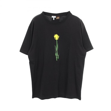 LOEWE Floral print Short sleeve T-shirt #S cotton Black Used Women