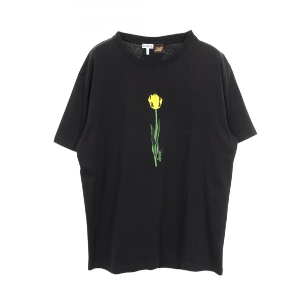 LOEWE Floral print Short sleeve T-shirt #S cotton Black Used Women