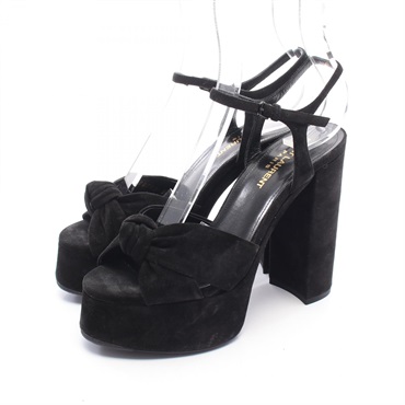 SAINT LAURENT PARIS Bianca Ribbon Platform Sandals 606713 Suede Used #36 1/2